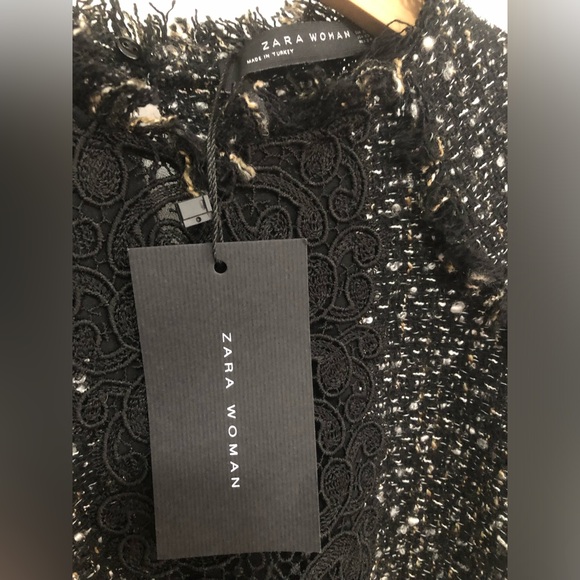 NWT Zara tweed and lace blouse sz XS - Picture 7 of 7